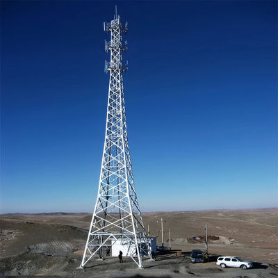 Torre de armadura de acero con forma cónica estructura de GSM telecomunicaciones 4 patas torre de acero angular