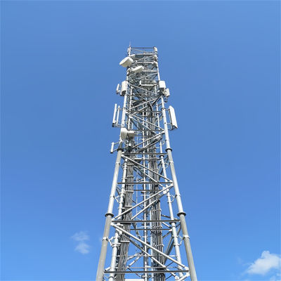 Torre de telecomunicaciones de tres patas de apoyo a sí misma de acero angular base estrecha 45m 50m 55m 60m 65m