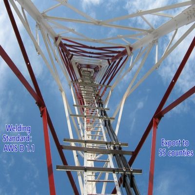 Torre de comunicación de acero angular de 3 patas, acero Q235, 25 m, red LTE, resistente a la intemperie, zonas rurales