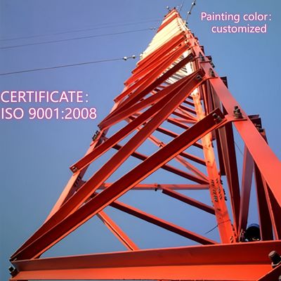 Torre de comunicación de acero angular de 3 patas, acero Q235, 25 m, red LTE, resistente a la intemperie, zonas rurales