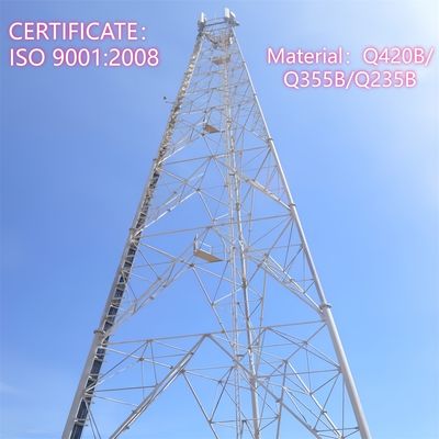 Torre de telecomunicaciones de tres tubos de acero al carbono de 33 m para señal LTE en zonas rurales, resistente al viento