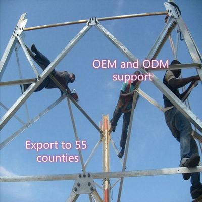 Torre angular de acero de 3 patas Torre de comunicación Q355 Acero 28m Red móvil Regiones costeras resistentes al viento