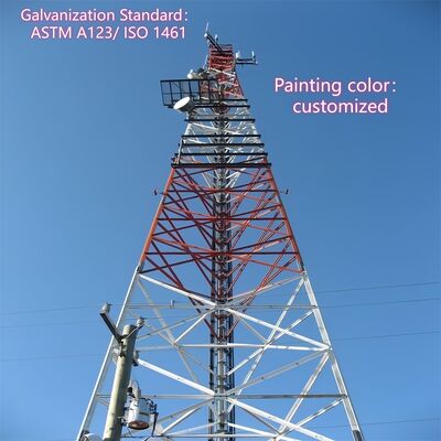 Torre de comunicación de acero angular de 3 patas, galvanizada en caliente, 40 m, señal de transmisión, a prueba de corrosión, parques industriales