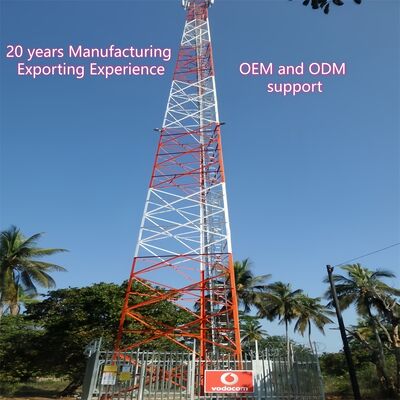 Torre de acero angular galvanizado autoportante de 3 patas