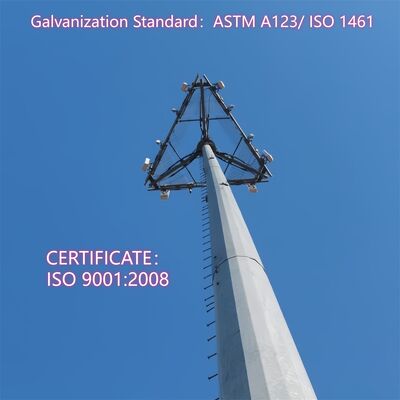 15 20 30 45 antena monopolar de la estación base de 5G Wifi galvanizada en inmersión caliente de la torre de telecomunicaciones monopolar