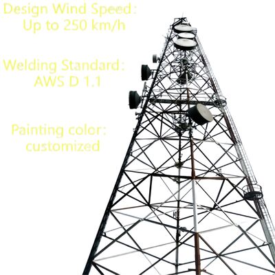 Acero sin costura tubular de 3 patas 20 30 40M Galvanizado 5G GSM Cdma Isp Torre de telecomunicaciones