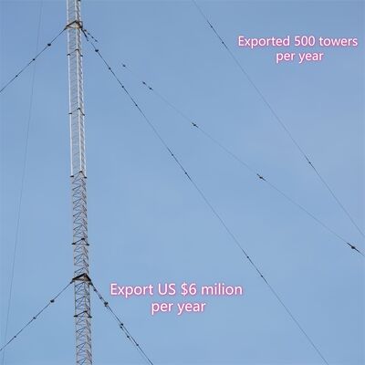 Torre de transmisión de alambre de alambre corrosión de acero a prueba de 55m señal Regiones costeras duradero