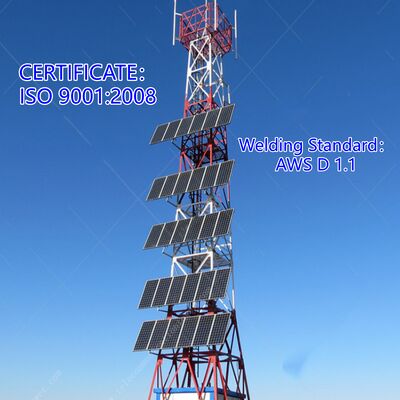 Torre angular de acero de 4 patas resistente al viento, construida con grados de acero y diseñada para minimizar la deflexión en condiciones climáticas extremas