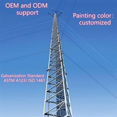 Torre de alambre de alambre de alambre con diseño conforme a las normas ANSI/TIA-222-G-H-F y EN europeas para el rendimiento estructural