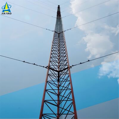 Guyed Wire Tower designed to maximize height with minimal structural material usage based on ANSI/TIA-222-G-H-F design codes