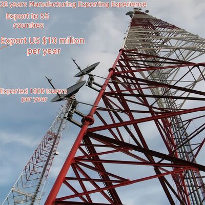 Torre de acero tubular de 3 patas de calibre pesado que proporciona un fuerte soporte estructural de comunicaciones e instalaciones de servicios públicos