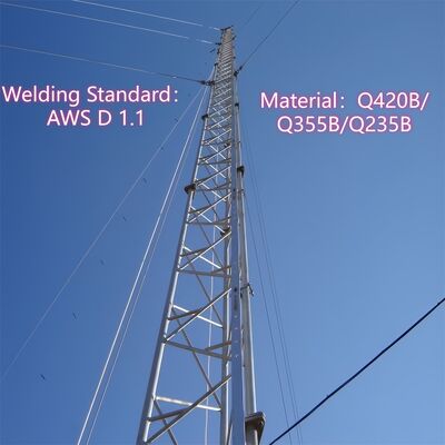 Torre de cable de acero arriostrado diseñada con opciones de acero dulce y acero de alta resistencia para satisfacer diversos requisitos de ingeniería