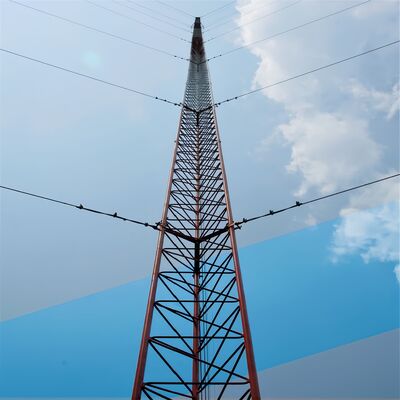 Torre de cable de acero galvanizado en caliente personalizable de 20m-120m para telecomunicaciones 5G, radiodifusión FM y monitoreo del viento