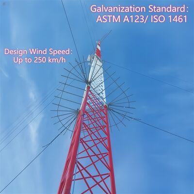 10m-150m High Precision Hot Dip Galvanized Guyed Wind Measurement Mast Tower for Wind Farm Meteorological Monitoring
