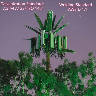 13 19 25M Área de Parque Árbol Biónico Torre de Telecomunicaciones Satelital 5G 4G de Acero Camuflado Autoportante para Exteriores