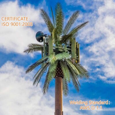 12 18 palo al aire libre galvanizado camuflado de la comunicación del microondas del árbol biónico de la comunidad de los 24M 5G 4G