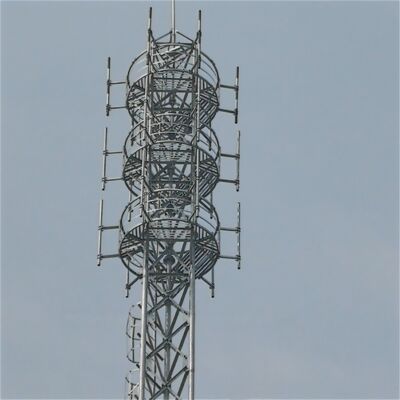 Torre de acero tubular de 3 patas personalizable diseñada para instalaciones de vigilancia y seguridad de telecomunicaciones en exteriores