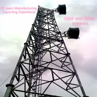 Torre de acero tubular de 3 patas de calibre pesado con acabado galvanizado en caliente para mayor resistencia a la corrosión en exteriores