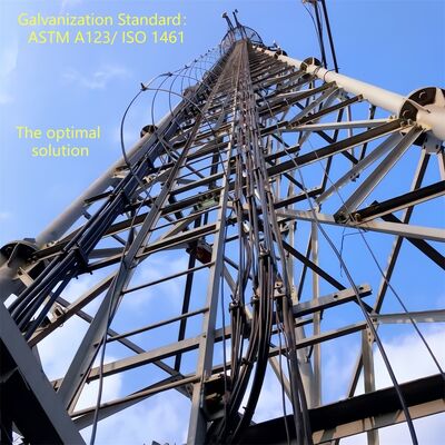 Torre de acero tubular de 3 patas de calibre pesado con acabado galvanizado en caliente para mayor resistencia a la corrosión en exteriores