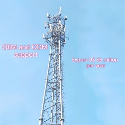 Mástil galvanizado de torre de acero tubular de 3 patas autoportante de telecomunicaciones adecuado para comunicación por microondas al aire libre 5G 4G