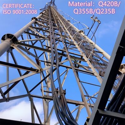 Mástil galvanizado de torre de acero tubular de 3 patas autoportante de telecomunicaciones adecuado para comunicación por microondas al aire libre 5G 4G