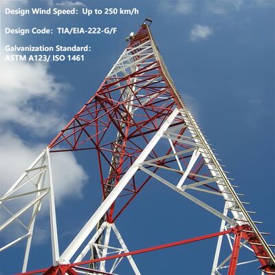 Torre de celosía multicircuito personalizada angular de 3 patas para transmisión de comunicaciones de doble uso