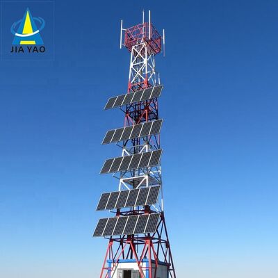 15 22 38M 4 Patas Angular Off-Grid Torre de telecomunicaciones de celosía solar con acero galvanizado y respaldo de batería para comunicación de emergencia