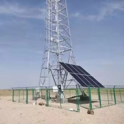 15 22 38M 4 Patas Angular Off-Grid Torre de telecomunicaciones de celosía solar con acero galvanizado y respaldo de batería para comunicación de emergencia