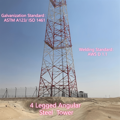 20 30 40 antena multi de la torre de acero de 4 patas galvanizada en caliente del metro de 60 M para 5G urbano