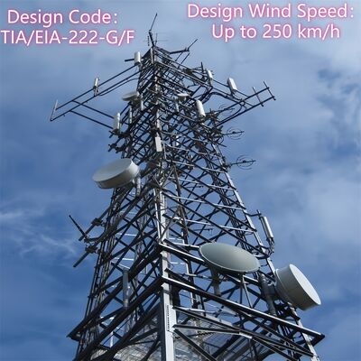 40M 80M Q355 de acero con 4 patas Torre de telecomunicaciones resistente al viento galvanizado para la zona de viento fuerte costera