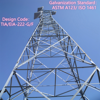 ISO legged de la torre de antena de la prueba de corrosión 4 de los 40M certificada para la infraestructura de las telecomunicaciones
