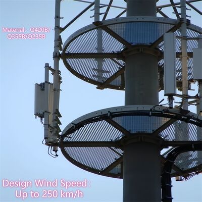 Torre monopolar de telecomunicaciones galvanizada en caliente resistente a vibraciones de 24M