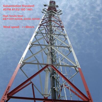 Torre de acero patas modular galvanizada en inmersión caliente de 3 ángulos para la red privada 5G