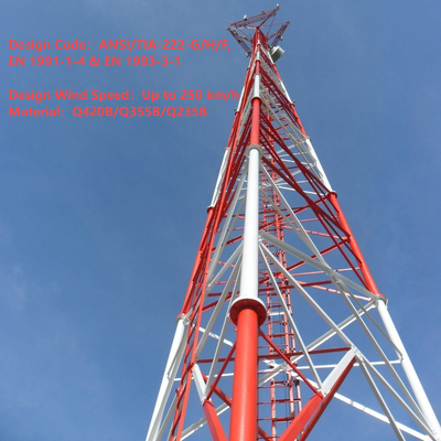 diseño elegante cubierto polvo de la torre de las telecomunicaciones de 3 tubos de los 48M para el distrito comercial