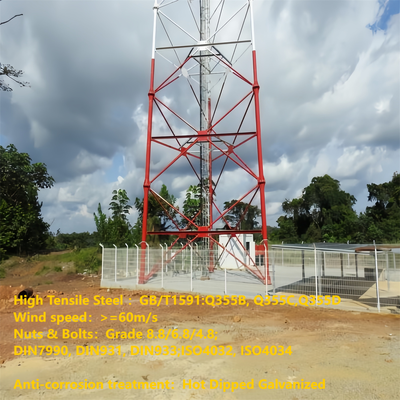 diseño elegante cubierto polvo de la torre de las telecomunicaciones de 3 tubos de los 48M para el distrito comercial
