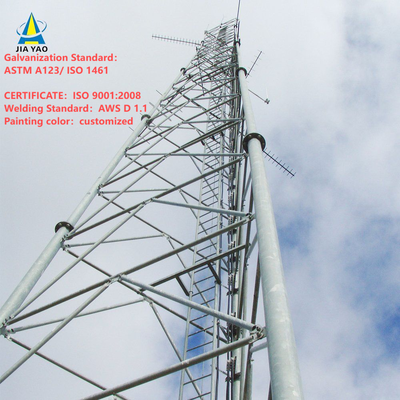 52M Tapered Steel 3 Tube Antenna Tower Compact For Office Building Rooftop