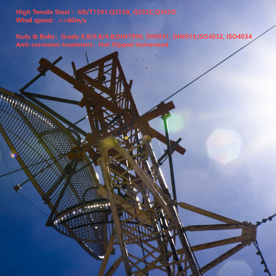 28M Corrosion Resistant Guyed Tower Low Foundation Cost For Desert Region