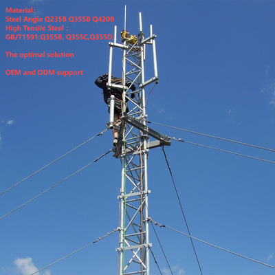 30 fundación galvanizada de la torre de comunicación Guyed de la inmersión caliente los 35M pequeña para el área del prado