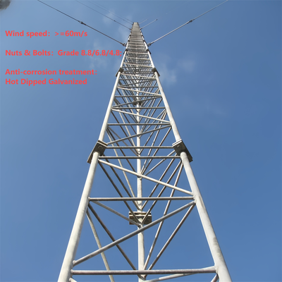 30 fundación galvanizada de la torre de comunicación Guyed de la inmersión caliente los 35M pequeña para el área del prado