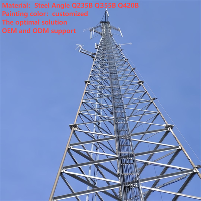 torre galvanizada de las telecomunicaciones de 3 tubos de la inmersión caliente 74Meter de los 44m los 54m los 66m para el eje 5G de la terminal de autobuses