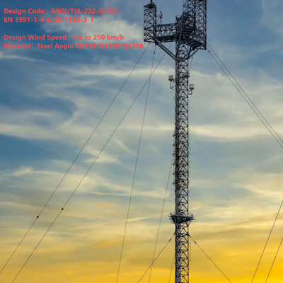 32 torre de antena Guyed de acero de 45 los 50M Q355 para la comunicación de la estación del guardabosques
