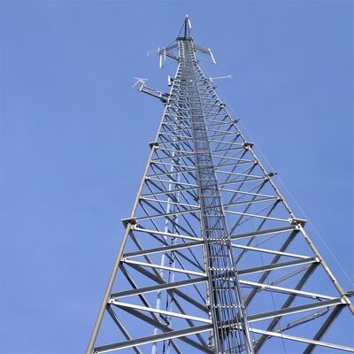Torre de antena de radio BTS tubular de comunicación de acero de 3 tubos de 100 pies HDG para estación base de telecomunicaciones