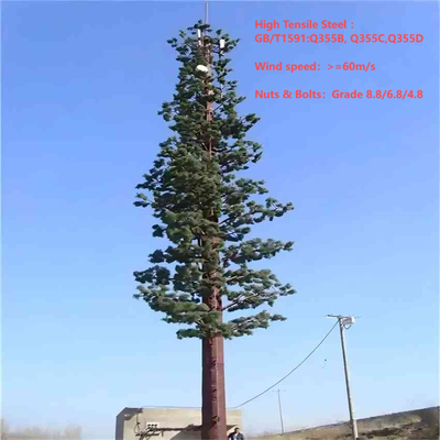 Torre de comunicación de camuflaje de palmera biónica de estilo tropical de 15-45 m para cobertura de señal de centros turísticos costeros Núcleo de acero galvanizado de 30 años y hojas resistentes a los rayos UV