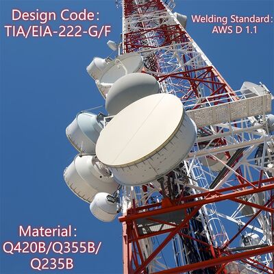 Torre de comunicación de acero angular de 4 patas de grado sísmico ANSI/TIA-222 Mástil de celosía estándar para instalación de antena de radio TV
