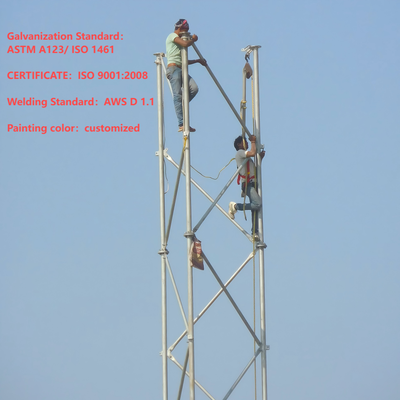 Torre de celosía de acero tubular de 3 patas de alta resistencia para comunicación en áreas remotas de minería Estación base 4G 5G Mástil galvanizado en caliente Q345B resistente al viento