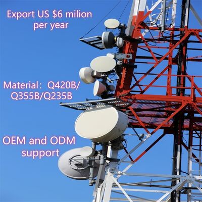 Torre de celosía de acero angular de 4 patas de alta resistencia con estructura de soporte de carga optimizada para infraestructura de telecomunicaciones rurales Estándar ANSI/TIA-222-G