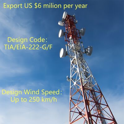 Torre de celosía de acero angular de 4 patas de alta resistencia con estructura de soporte de carga optimizada para infraestructura de telecomunicaciones rurales Estándar ANSI/TIA-222-G
