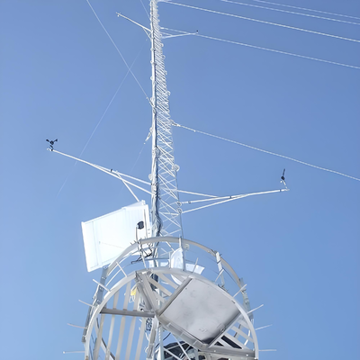Torre de anemómetro arriostrada de alta resistencia y celosía de 60 m-100 m con soportes de sensores de varios niveles para evaluación de recursos de parques eólicos