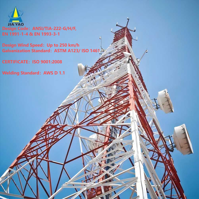 Transmisión de señal Torre de telefonía móvil de radio de comunicaciones de acero angular de 4 patas para telecomunicaciones